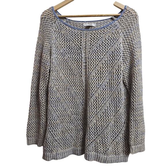 John Paul Richard Womens Crotchet Open Knit Sweater M Beach Boho Coastal Neutral - Picture 1 of 10